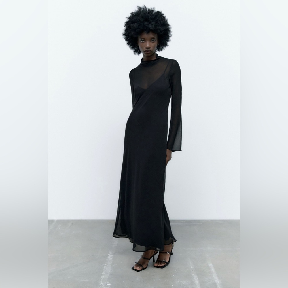 zara semi sheer textured dress Zara semi-sheer dress